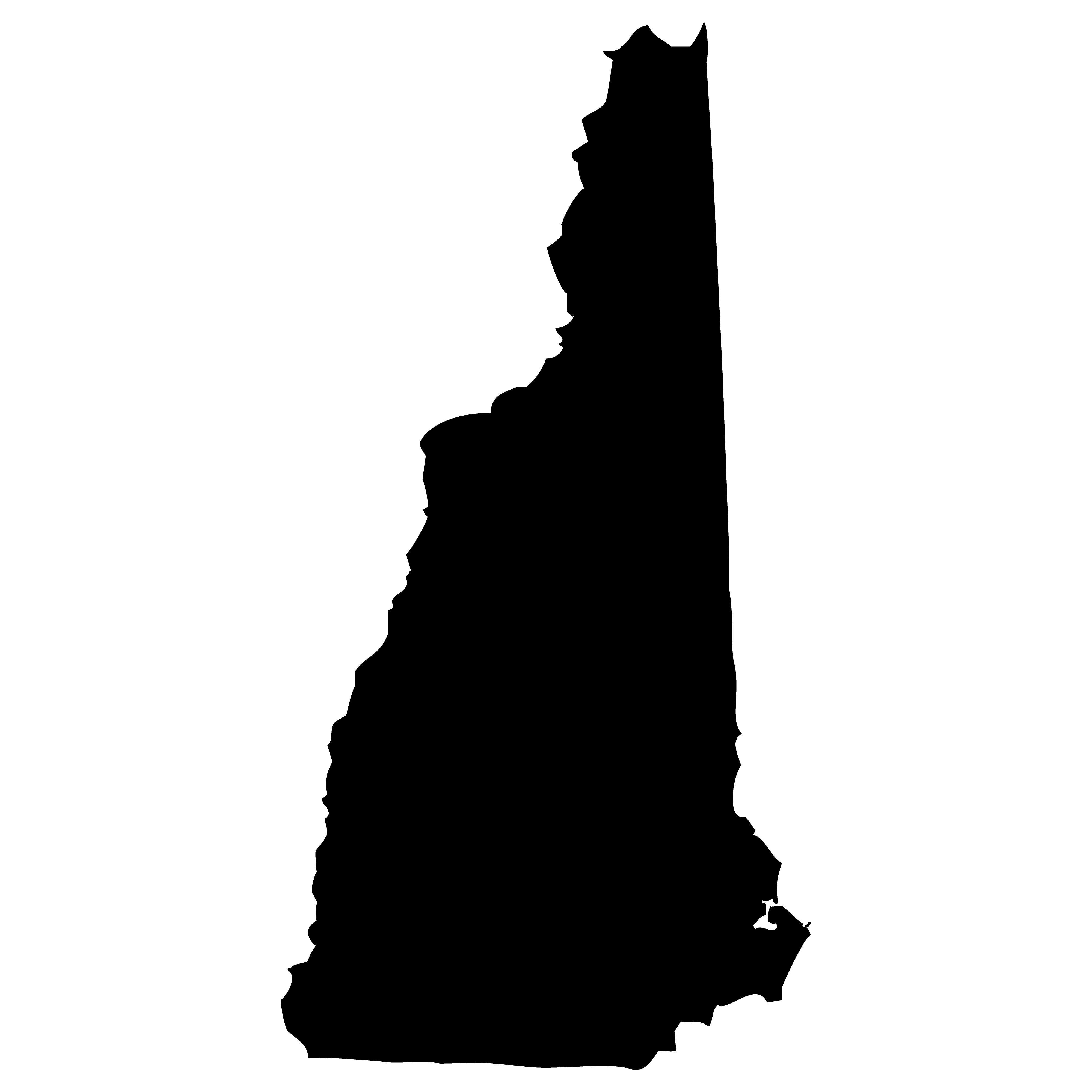 Simple black graphic of New Hampshire
