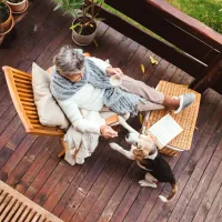 older woman with dog