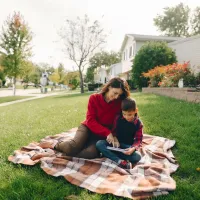mother son outside