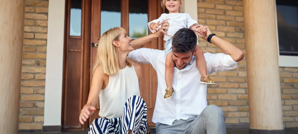 family on steps