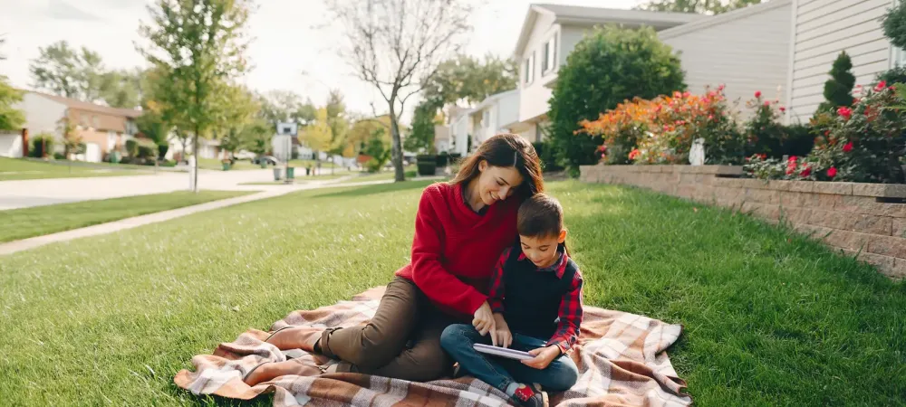 mother son outside
