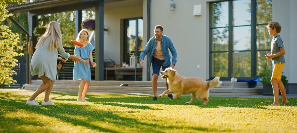 family in yard